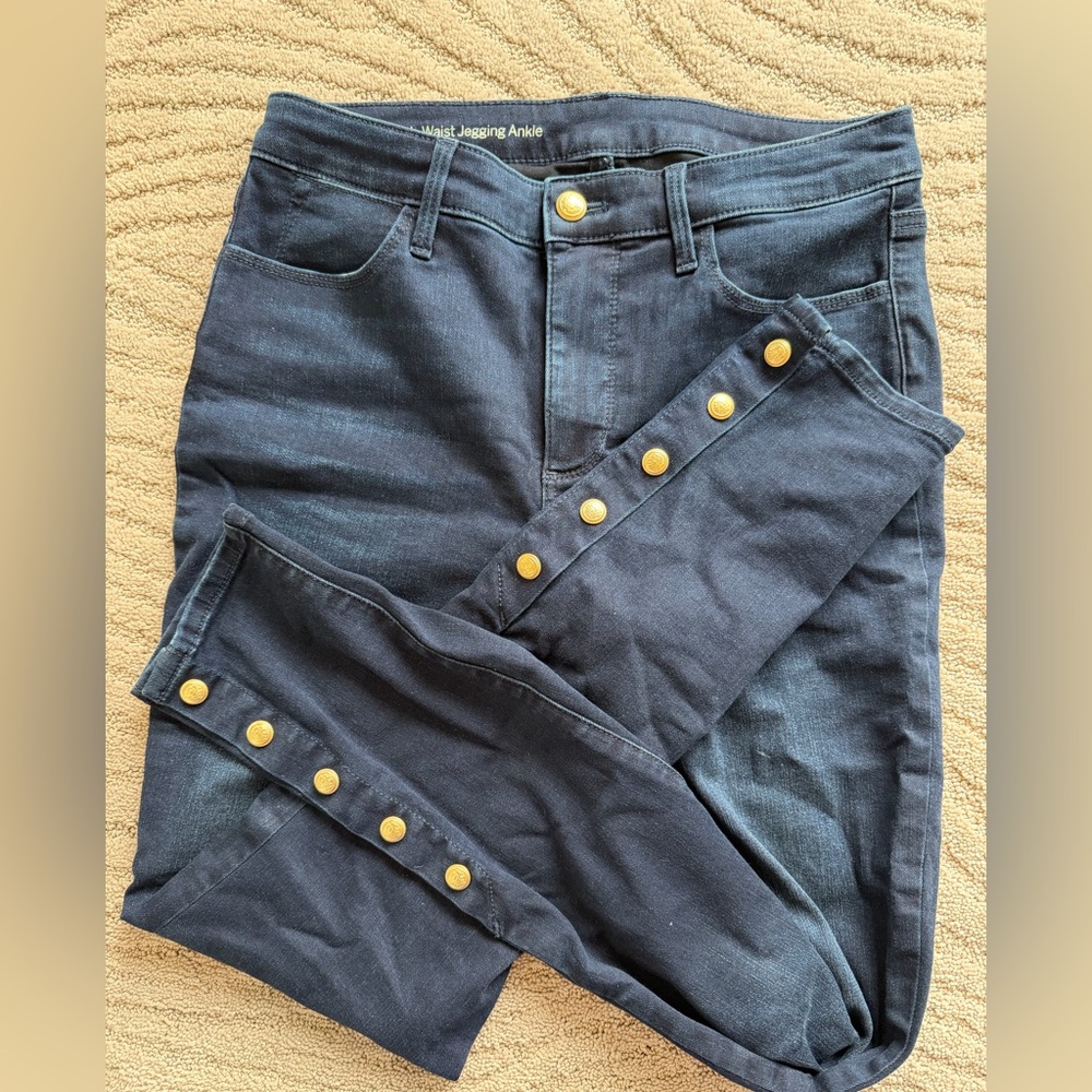 Talbots High-Rise Navy Women’s Jeans with Gold Snap Detail